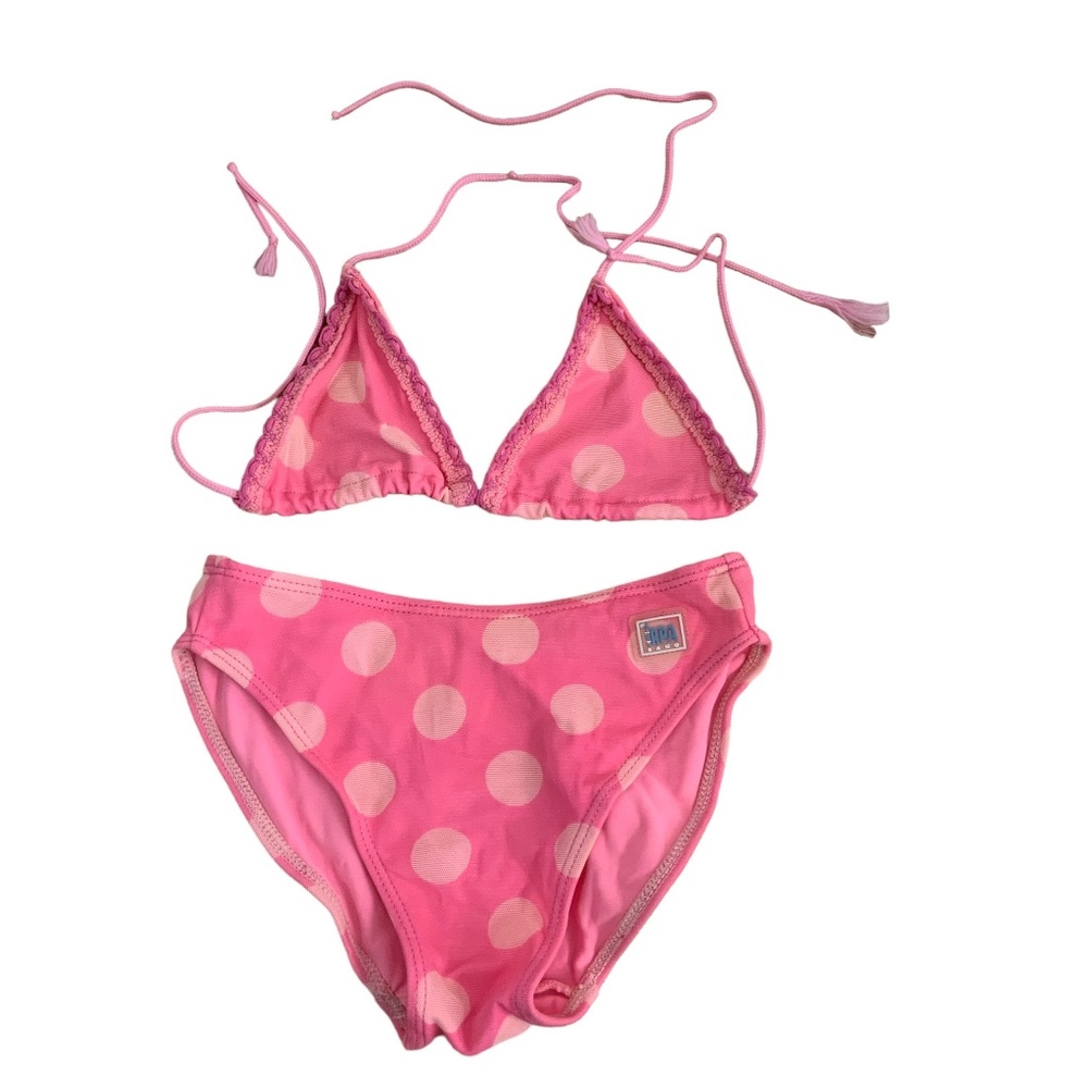 BIKINI KIDS BRAND:  IRPA SIZE : 4 BRIGHT  PINK POLKA DOT